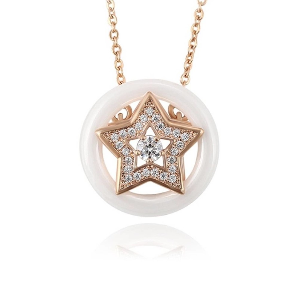 Simulated Diamonds Star Necklace 18k Gold Plated - Picture 1 of 8